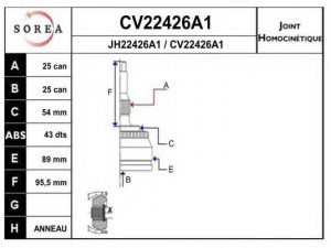 EAI CV22426A1K jungčių komplektas, kardaninis velenas