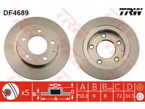 TRW DF4689 stabdžių diskas 
 Stabdžių sistema -> Diskinis stabdys -> Stabdžių diskas
B01C26251, B01C26251A, B01C26251B