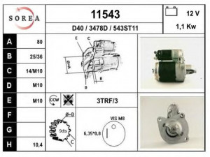EAI 11543 starteris 
 Elektros įranga -> Starterio sistema -> Starteris