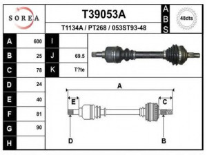 EAI T39053A kardaninis velenas 
 Ratų pavara -> Kardaninis velenas
9643054380