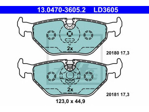 ATE 13.0470-3605.2 stabdžių trinkelių rinkinys, diskinis stabdys 
 Techninės priežiūros dalys -> Papildomas remontas
34 21 1 160 340, 34 21 1 160 533