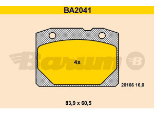 BARUM BA2041 stabdžių trinkelių rinkinys, diskinis stabdys 
 Techninės priežiūros dalys -> Papildomas remontas
2101-3501089, 2101-3501090