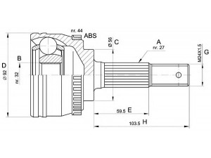 OPEN PARTS CVJ5339.10 jungčių komplektas, kardaninis velenas 
 Ratų pavara -> Sujungimai/komplektas
392112F225