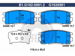 GALFER B1.G102-0981.2 stabdžių trinkelių rinkinys, diskinis stabdys 
 Techninės priežiūros dalys -> Papildomas remontas
16 05 123, 48 19 239, 95459513