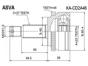 ASVA KA-CD2A46 jungčių komplektas, kardaninis velenas 
 Ratų pavara -> Sujungimai/komplektas
49500-1H110, 49501-1H110