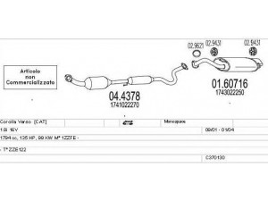 MTS C370130001809 išmetimo sistema 
 Išmetimo sistema -> Išmetimo sistema, visa