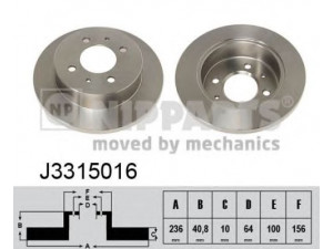 NIPPARTS J3315016 stabdžių diskas 
 Stabdžių sistema -> Diskinis stabdys -> Stabdžių diskas
MB249357, MB857762, MB857763, MR249357