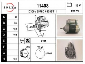 EAI 11408 starteris 
 Elektros įranga -> Starterio sistema -> Starteris
055911023D, 055911023DX