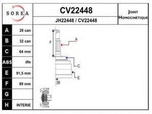 EAI CV22448K jungčių komplektas, kardaninis velenas 
 Ratų pavara -> Sujungimai/komplektas