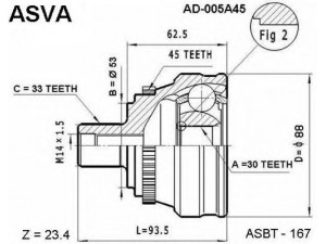 ASVA AD-005A45 jungčių komplektas, kardaninis velenas 
 Ratų pavara -> Sujungimai/komplektas
893407305N, 893498099, 893498099M
