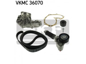 SKF VKMC 36070 vandens siurblys + V formos rumbuotas diržas, komplektas 
 Diržinė pavara -> Dirželio skriemulys
M 855991, M345611, M813134, MD 345611