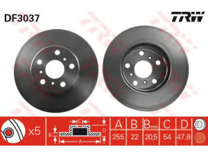 TRW DF3037 stabdžių diskas 
 Dviratė transporto priemonės -> Stabdžių sistema -> Stabdžių diskai / priedai
4351232090, 4351232180, 4351232190
