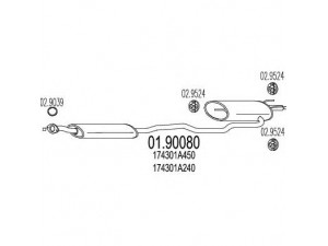 MTS 01.90080 galinis duslintuvas 
 Išmetimo sistema -> Duslintuvas
174301A240, 174301A450