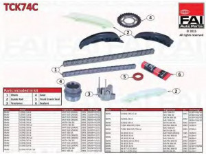 FAI AutoParts TCK74C pavaros grandinės komplektas 
 Variklis -> Variklio uždegimo laiko reguliavimo kontrolė -> Sinchronizavimo grandinė/įtempiklis/kreiptuvas -> Pavaros grandinės komplektas