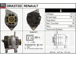 DELCO REMY DRA3733 kintamosios srovės generatorius 
 Elektros įranga -> Kint. sr. generatorius/dalys -> Kintamosios srovės generatorius
7700847513, 7700860601, 7701352300