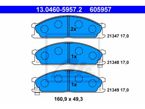 ATE 13.0460-5957.2 stabdžių trinkelių rinkinys, diskinis stabdys 
 Techninės priežiūros dalys -> Papildomas remontas
41060-08N90, 41060-08N91, 41060-08N92