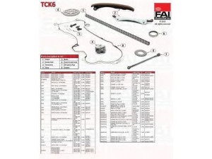 FAI AutoParts TCK6 pavaros grandinės komplektas 
 Variklis -> Variklio uždegimo laiko reguliavimo kontrolė -> Sinchronizavimo grandinė/įtempiklis/kreiptuvas -> Pavaros grandinės komplektas
5636444, 46788783