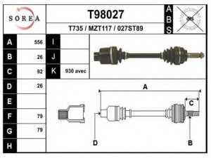 EAI T98027 kardaninis velenas 
 Ratų pavara -> Kardaninis velenas