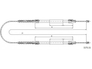 CABOR 1171.11 trosas, stovėjimo stabdys 
 Stabdžių sistema -> Valdymo svirtys/trosai
1314983080, 4745G7, 4745X1, 1314983080