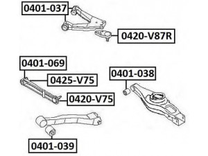 ASVA 0401-069 valdymo svirties/išilginių svirčių įvorė 
 Ašies montavimas/vairavimo mechanizmas/ratai -> Valdymo svirtis/pasukamosios svirties sujungimas -> Montavimas/sutvirtinimas
MR508134