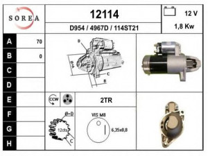 EAI 12114 starteris 
 Elektros įranga -> Starterio sistema -> Starteris
A0061510401, 1810A002, M1T30271
