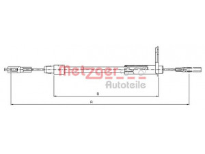 METZGER 10.9442 trosas, stovėjimo stabdys 
 Stabdžių sistema -> Valdymo svirtys/trosai
210 420 1185, 210 420 1585