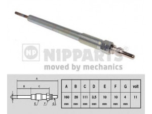 NIPPARTS N5715019 kaitinimo žvakė 
 Kibirkšties / kaitinamasis uždegimas -> Kaitinimo kaištis
1820A019