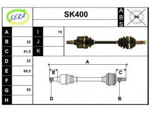 SERA SK400 kardaninis velenas 
 Ratų pavara -> Kardaninis velenas
115420214, 115421210, 6U0407271A
