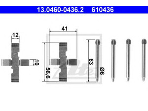 ATE 13.0460-0436.2 priedų komplektas, diskinių stabdžių trinkelės 
 Stabdžių sistema -> Diskinis stabdys -> Stabdžių dalys/priedai