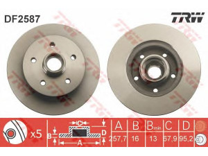 TRW DF2587 stabdžių diskas 
 Dviratė transporto priemonės -> Stabdžių sistema -> Stabdžių diskai / priedai
251407617F, 000042415Z, 251407617F