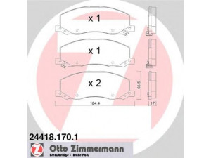 ZIMMERMANN 24418.170.1 stabdžių trinkelių rinkinys, diskinis stabdys 
 Techninės priežiūros dalys -> Papildomas remontas
1605202, 13237752