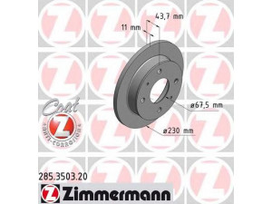 ZIMMERMANN 285.3503.20 stabdžių diskas 
 Stabdžių sistema -> Diskinis stabdys -> Stabdžių diskas
51712-02000, 51712-02100, 51712-02110