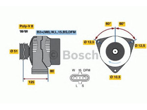 BOSCH 0 124 555 016 kintamosios srovės generatorius
013 154 51 02, A 013 154 51 02
