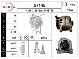 EAI 57145 kintamosios srovės generatorius 
 Elektros įranga -> Kint. sr. generatorius/dalys -> Kintamosios srovės generatorius
60672342
