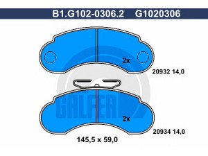GALFER B1.G102-0306.2 stabdžių trinkelių rinkinys, diskinis stabdys 
 Techninės priežiūros dalys -> Papildomas remontas
631 420 01 20, 631 420 03 20