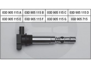 BRECAV 114.015 ritė, uždegimas 
 Kibirkšties / kaitinamasis uždegimas -> Uždegimo ritė
03D 905 115 A, 03D 905 115 B, 03D 905 115 C