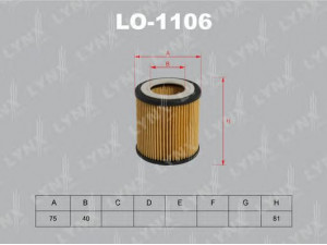 LYNXauto LO-1106 alyvos filtras 
 Filtrai -> Alyvos filtras
11 42 7 541 827, 11 42 7 566 327