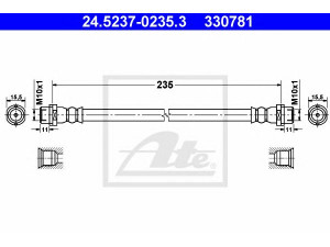 ATE 24.5237-0235.3 stabdžių žarnelė 
 Stabdžių sistema -> Stabdžių žarnelės
904 428 04 35, 2D0 611 775 A