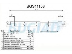 BUGIAD BGS11158 dujinė spyruoklė, bagažinė 
 Priedai -> Bagažinė/pakrovimo skyrius
81770-1J000, 81780-1J000