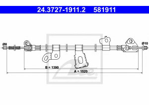ATE 24.3727-1911.2 trosas, stovėjimo stabdys 
 Stabdžių sistema -> Valdymo svirtys/trosai
46430-52080