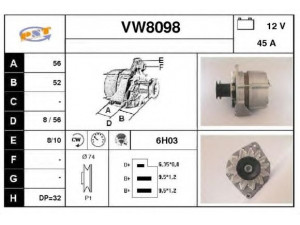 SNRA VW8098 kintamosios srovės generatorius
068903017A, 068903017AX, 068903025J
