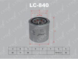 LYNXauto LC-840 alyvos filtras 
 Techninės priežiūros dalys -> Techninės priežiūros intervalai
AY100-FJ021, 15208-AA020, 15208-AA021