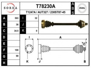 EAI T78230A kardaninis velenas 
 Ratų pavara -> Kardaninis velenas
8A0501203K