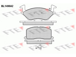 FTE BL1496A2 stabdžių trinkelių rinkinys, diskinis stabdys 
 Techninės priežiūros dalys -> Papildomas remontas
04465-10020, 04465-10060, 04465-10070