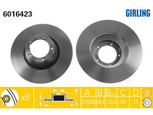 GIRLING 6016423 stabdžių diskas 
 Stabdžių sistema -> Diskinis stabdys -> Stabdžių diskas
1117075, 1539549, 5022674, 5022677