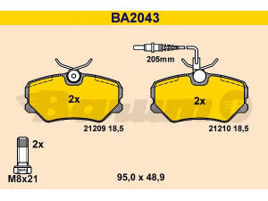 BARUM BA2043 stabdžių trinkelių rinkinys, diskinis stabdys 
 Techninės priežiūros dalys -> Papildomas remontas
4250 55, 4250 87, 4250 95