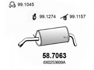 ASSO 58.7063 galinis duslintuvas 
 Išmetimo sistema -> Duslintuvas
6X0253609, 6X0253609A, 6X0253609G