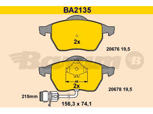 BARUM BA2135 stabdžių trinkelių rinkinys, diskinis stabdys 
 Techninės priežiūros dalys -> Papildomas remontas
4A0 698 151, 4A0 698 151 C