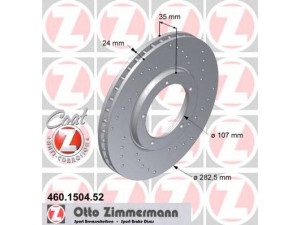 ZIMMERMANN 460.1504.52 stabdžių diskas 
 Stabdžių sistema -> Diskinis stabdys -> Stabdžių diskas
911 351 041 22
