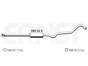 ERNST 695220 vidurinis duslintuvas 
 Išmetimo sistema -> Duslintuvas
20300-BU315, 20300-BU316